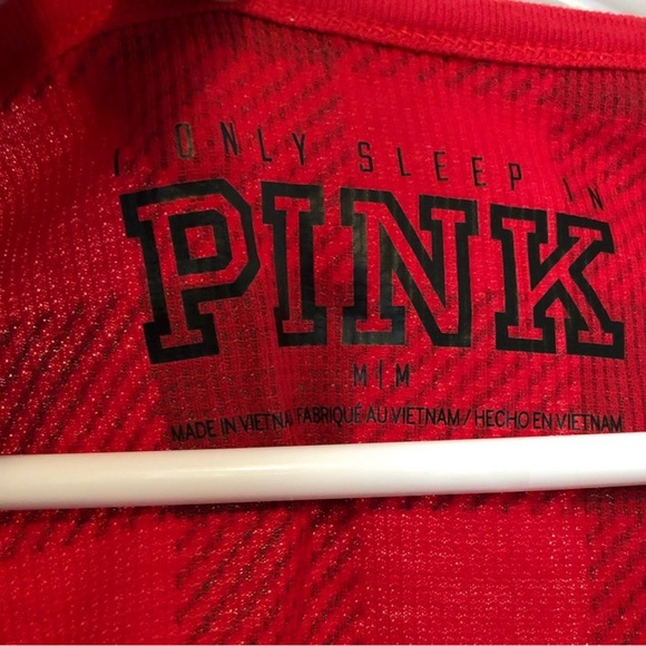 Victoria Secret Pink Cozy I Only Sleep Buffalo Plaid Waffle Sleep Shirt Top New - Picture 11 of 12